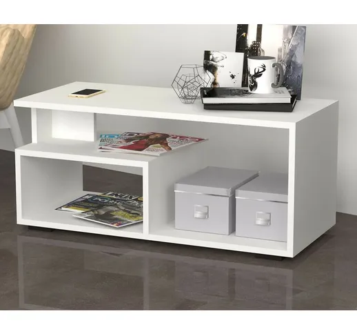 Bricoshop24 - Tavolino Caffe 90 Bianco Mobile Basso Moderno Porta TV Salotto Design in Leg...