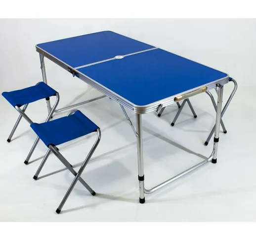 Tavolino Campeggio PIC NIC 120 X 60 CM H 70 CM richiudibile e trasportabile in alluminio 4...