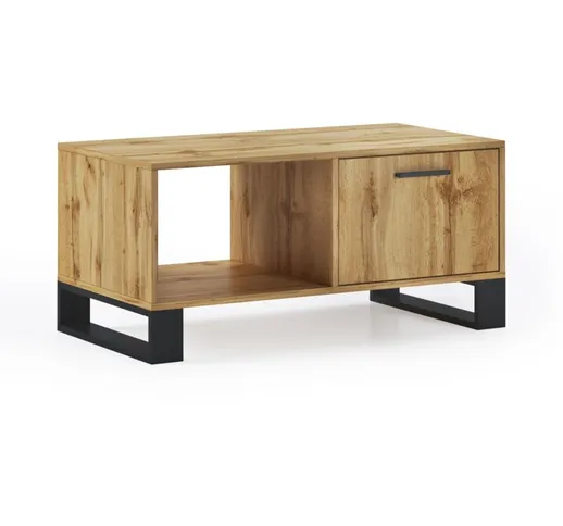 Tavolino con porte, soggiorno, modello LOFT, colore struttura e porte in Rovere Rustico, m...