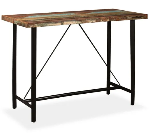 Longziming - Tavolino da Bar in Legno Massello di Recupero 150x70x107 cm
