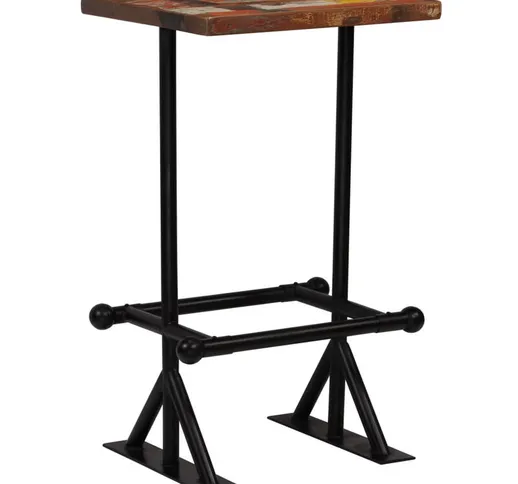 Tavolino da Bar in Massello di Recupero Multicolore 60x60x107cm