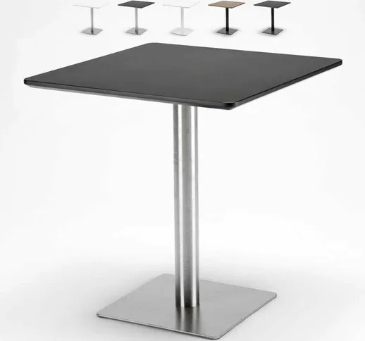 Tavolino quadrato per bar ristoranti hotel 70x70 Horeca | Nero - Silver