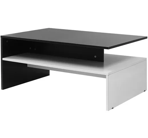 Tavolino da caffè in legno con vano portaoggetti per soggiorno 90 * 42 * 60 cm nero-bianco...