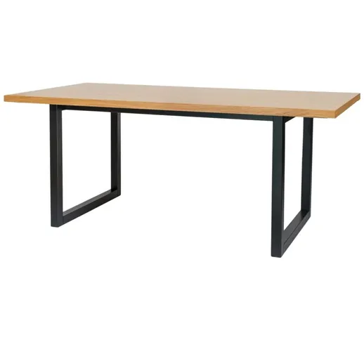 Tavolo per soggiorno e cucina rettangolare, struttura in metallo, piano in legno, da 180 x...