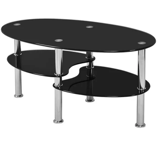 Tavolino in vetro temperato Table basse Noir 90 * 50 * 43 cm