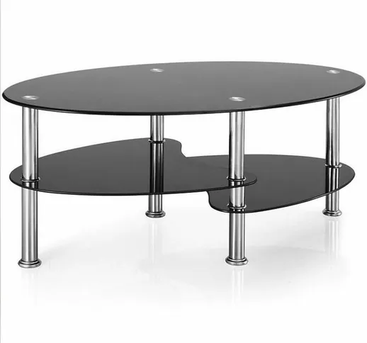 Tavolino in vetro temperato Table basse Noir 90 * 50 * 43 cm - Noir