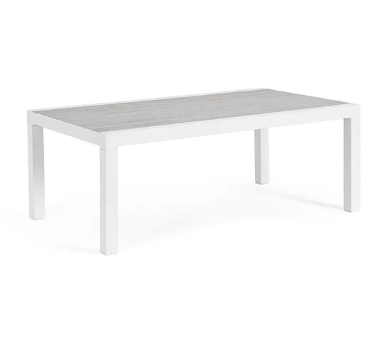 Tavolo Kledi piano in ceramica, struttura in alluminio per esterno da 120 x 70 cm -Bianco