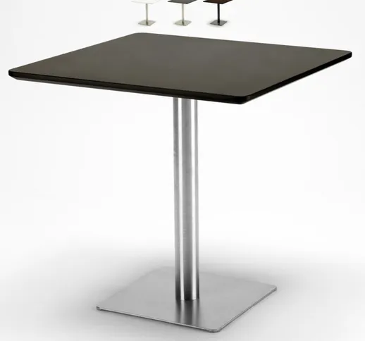 Tavolino quadrato 90x90cm con base centrale per bar bistrot Horeca Colore: Nero - Silver