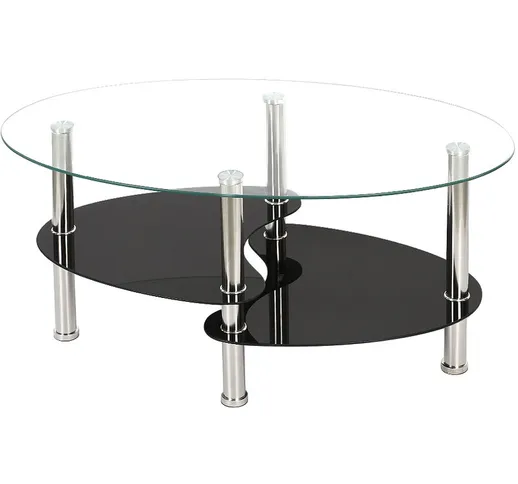 Tavolino Tavolino da salotto Tavolino lucido in vetro temperato 90 * 50 * 43 cm - Transpar...