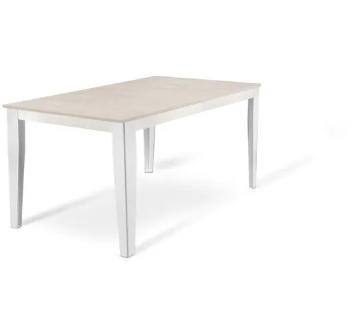 Webmarketpoint - Tavolo allungabile cemento bianco-metallo bianco 90 cm x 156- 316 cm h. 7...