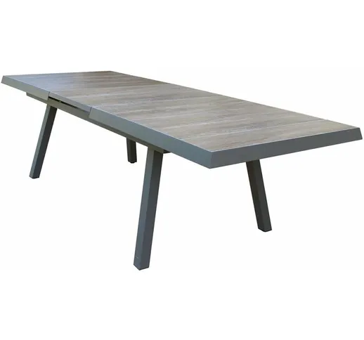 Tavolo allungabile da esterno giardino in alluminio con piano in gres effetto legno 205/26...