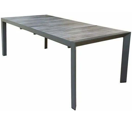 Tavolo allungabile da esterno giardino in alluminio con piano in gres effetto legno 175/23...