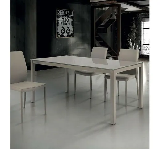 Spazio Casa - Tavolo allungabile vetro design moderno Tortora | 160 x 90
