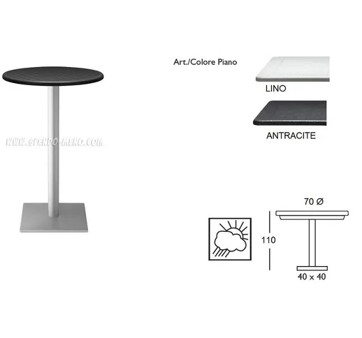 Tavolo bar Dodo Ø 70 cm + base H 110 antracite