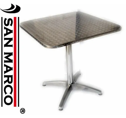 Tavolo bar quadrato semilucido in alluminio