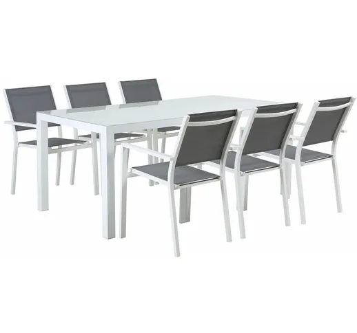 Tavolo con 6 sedie Dkd Home Decor 180 x 90 x 75 cm Alluminio