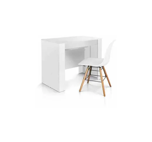 Tavolo Consolle Da Pranzo Allungabile Bianco Moderno Di Design , Cm 90 X 50/95/140/185/230...