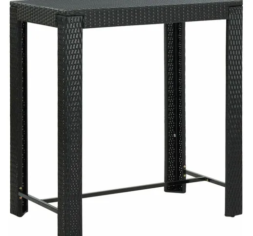 Longziming - Tavolo da Bar da Giardino Nero 100x60,5x110,5 cm Polyrattan