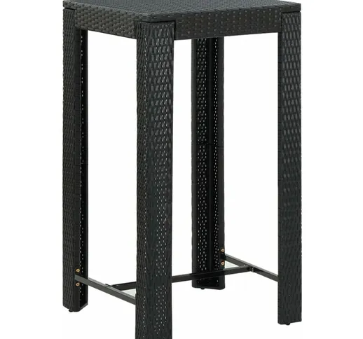 Decdeal - Tavolo da Bar da Giardino Nero 60,5x60,5x110,5 cm Polyrattan