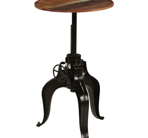 Tavolo da Bar in Legno Massello di Recupero 60x(76-110) cm