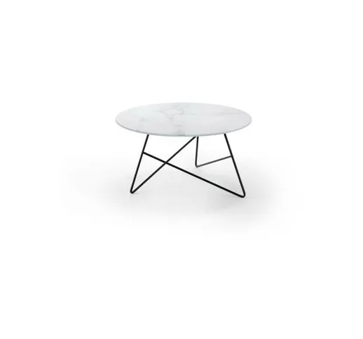 Tavolo da caffè per interni con struttura in metallo e top in vetro-marmo - Ermione | PAPA...