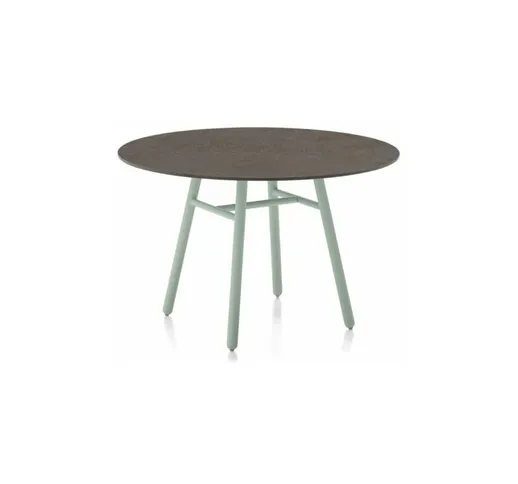 Tavolo da esterno di Connubia con piano rotondo da 90 cm, Verde timo, Porfido marrone, 90...