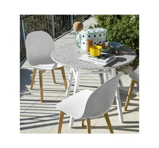 Tavolo da esterno di Connubia con piano rotondo da 90 cm, Bianco ottico opaco, Sale e pepe...