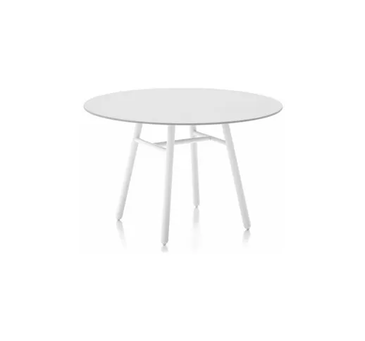 Tavolo da esterno di Connubia con piano rotondo da 90 cm, Bianco ottico opaco, Ardesia bia...