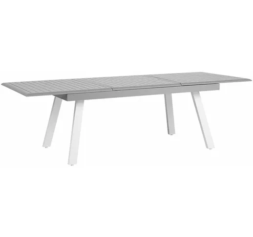 Tavolo da Giardino Alluminio Grigio e Bianco Allungabile 175/255x100 cm Pereta - Grigio