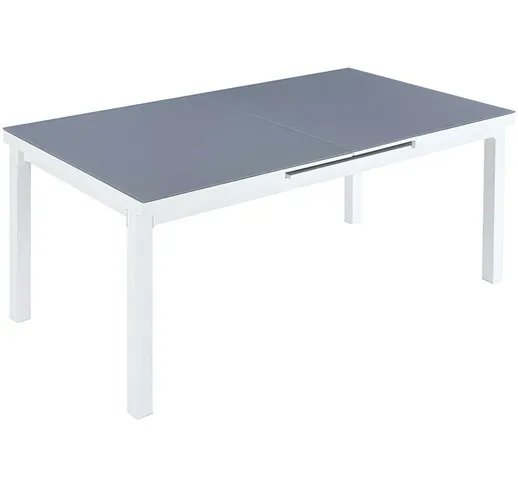 Tavolo da giardino allungabile 4 a 8 coperti L.180/240 cm Alluminio e Vetro Temperato Grig...