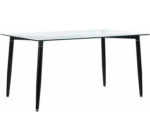 Beliani - Tavolo da pranzo 150 x 90 cm in vetro e gambe nere TOTHAM