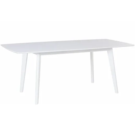 Beliani - Tavolo da Pranzo Allungabile Bianco con Gambe in Legno 150-195 x 90 cm Sanford -...