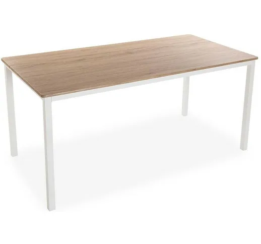 Bigbuy Home - Tavolo da Pranzo Bianco Marrone Legno MDF (80 x 79 x 160 cm)