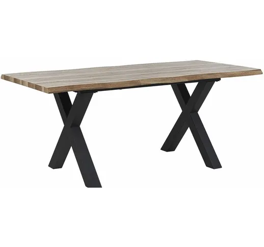 Moderno Tavolo da Pranzo estensibile 140/180 cm Legno e Nero Bronson - Legno chiaro
