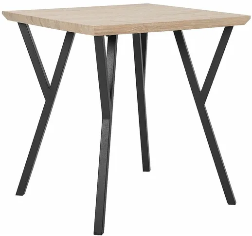 Tavolo da Pranzo Piano in Legno Chiaro Gambe in Metallo Nero 70 x 70 cm Bravo - Legno chia...