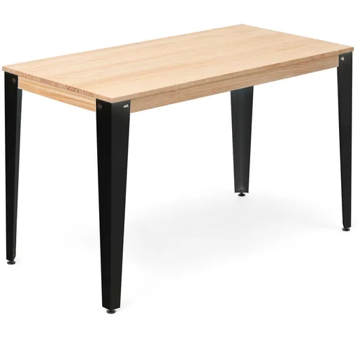 Box Furniture - Tavolo da pranzo Lunds 60x140x75 Nero, in legno massicio di pino finitura...
