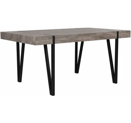 Tavolo da Pranzo Piano Legno Scuro Gambe in Metallo Nero 150 x 90 cm Adena - Legno scuro