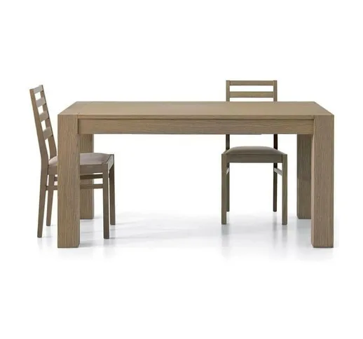 Spazio Casa - Tavolo da Pranzo Moderno Legno Rovere Marrone | 140 x 90 + 2 allunghe 40 cm