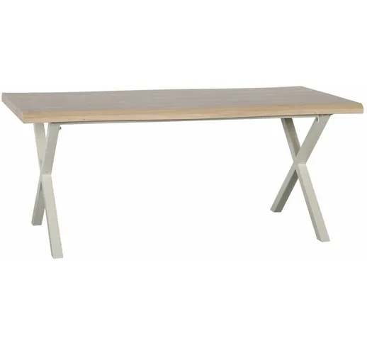 Tavolo da Pranzo Naturale Metallo 180 x 90 x 75 cm Crema dmf