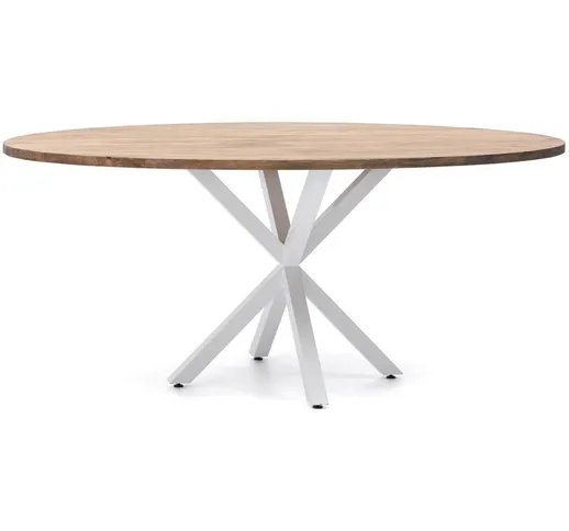 Box Furniture - Tavolo da pranzo ovale gamba a stella 160x80x75cm legno bianco finitura vi...