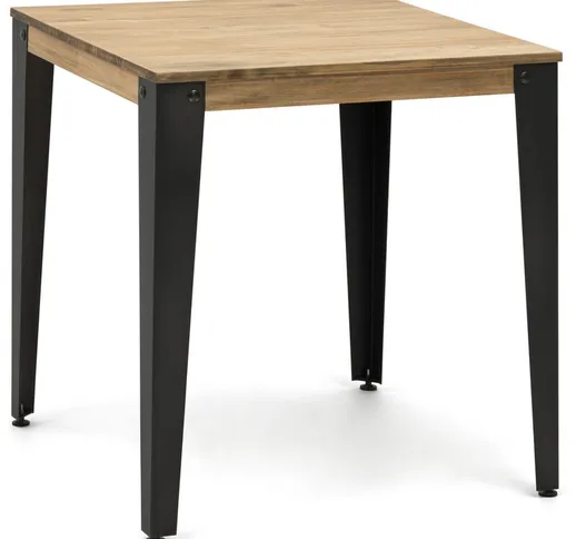 Box Furniture - Tavolo da pranzo quadrato Lunds 90X90x75 Antracite, in legno massicio di p...