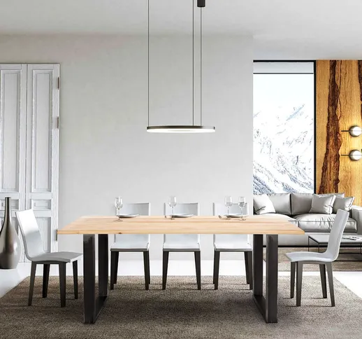 Ahd Amazing Home Design - Tavolo da pranzo in legno gambe in ferro industriale 180x80 cm R...