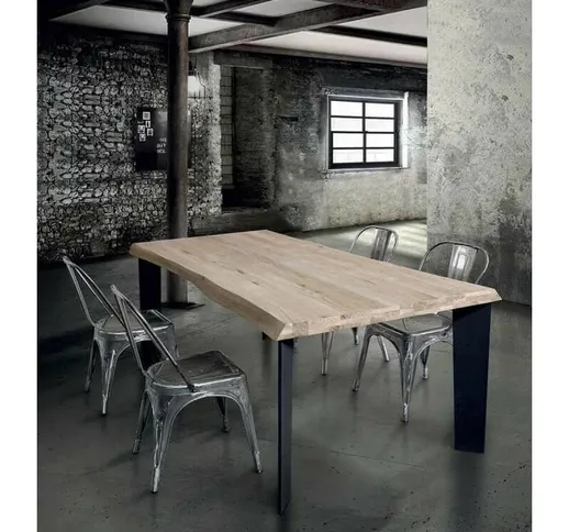 Spazio Casa - Tavolo design moderno legno metallo nero | 160 x 90 - 6 cm