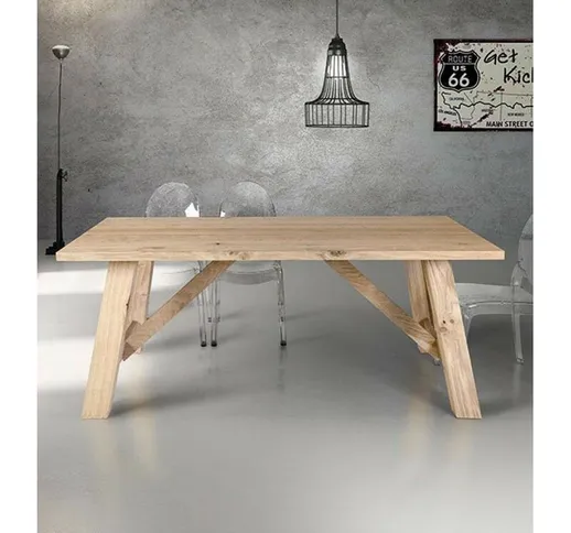 Spazio Casa - Tavolo in legno di design Fisso Naturale | 160 x 90