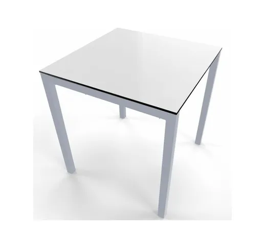 Tavolo in metallo, anche per esterno, disponibile in varie dimensioni, Grigio tortora, Bia...