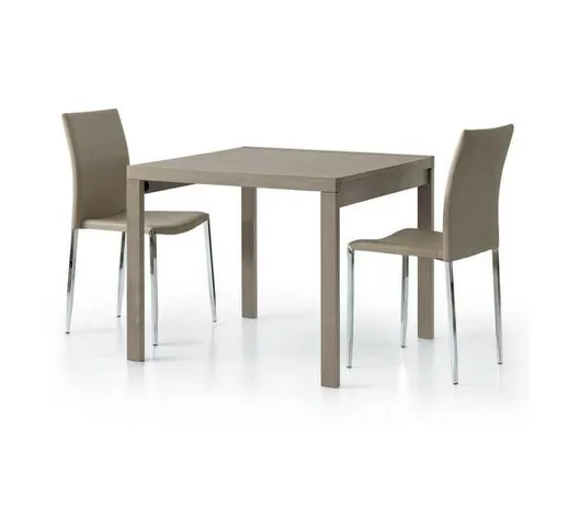 Tavolo Moderno Allungabile Quadrato Tortora | 90 x 90 - Dimensione aperto: 180 x 90