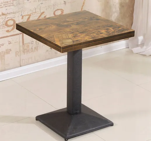 Dyhf - Tavolo quadrato con gamba centrale per bar bistrot, stile di orologio d'epoca 60 x...