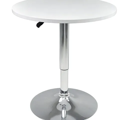 Tavolo regolabile in altezza rotondo 60 cm bianco, tavolino da bar mod. Romeo