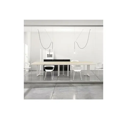 Tavolo riunione Twist/Swing - Dimensione 360x120cm - Finitura Struttura Bianco | Top Acero