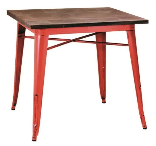 Tavolo rosso urban industrial ferro bristol cm 70 x 70